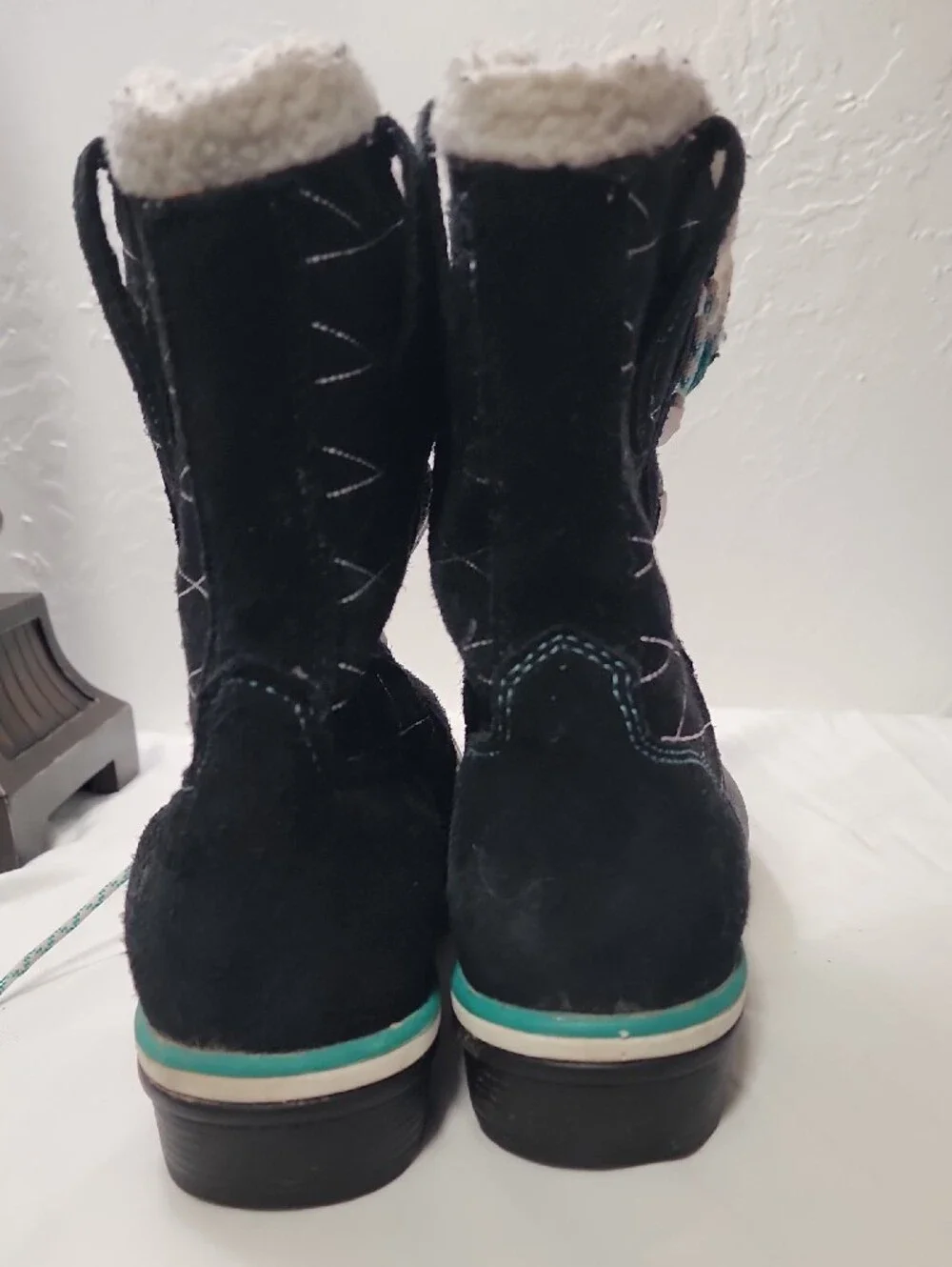 Ariat Black Winter Lace-Up Boot with Teal Accents